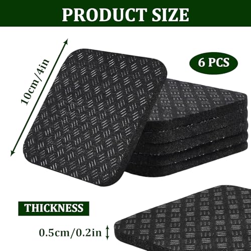 6PCS Treadmill Mat Pads, 4" x 4" x 0.2" Double-Sided Non-Slip Silicone Anti Vibration Pads for Floor Protection, Heavy Duty Exercise Equipment Mats for Treadmill (5MM - Square - 6PCS) - size: 5MM - Square - 6PCS