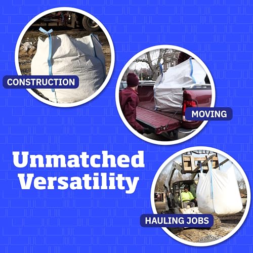DURASACK Heavy Duty Builder's Bulk Bags 200 Gallon, Open Top | White Woven Polypropylene Contractor Trash Bags for Demo and Construction, Holds up to 2200 lbs - size: Single