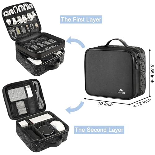 MATEIN Cable Organizer Bag, Travel Electronic Storage Cord Organizer Box | Tech Bag for Travel, Waterproof Charger Storage, Double Layer, Carrying Case for Cord, Shockproof, Portable, DJ Gifts, Black - color: Black, size: Medium