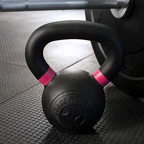 RAGE Fitness Powder Coated Kettlebells For Strength Training, (4 kg, 6kg, 8kg, 10kg, 12kg, 16kg, 20kg - SOLD INDIVIDUALLY), Conditioning and Crossfit Training, Pound and Kilogram Markings, Color Coded