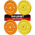 Rendpas Premium Color-Coded Rubber Bumper Plates Set - 2 Inch Olympic Weight Plates for Home Gym Cross and Strength Training - color: 100LB Set