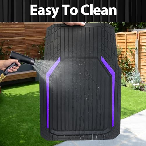 CAR PASS Heavy Duty Rubber Floor Mats for Car, Waterproof Liner Deep Dish Car Mats Full Sets, Universal Trim to Fit for SUV Truck Sedans Vans, All Weather Automotive Floor Mats 3pcs, Black Purple - color: Black Purple