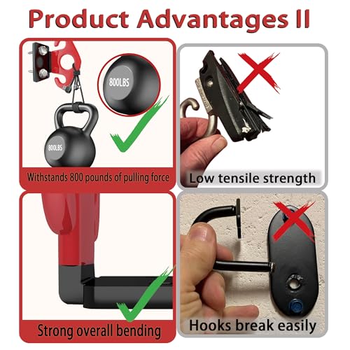 4 PCS Resistance Band Wall Anchors, Exercise Band Wall Anchor, Gym Wall Hooks for Resistance Bands, Workout Wall Mount Anchor for Physical Therapy and Small Space Home - color: Red