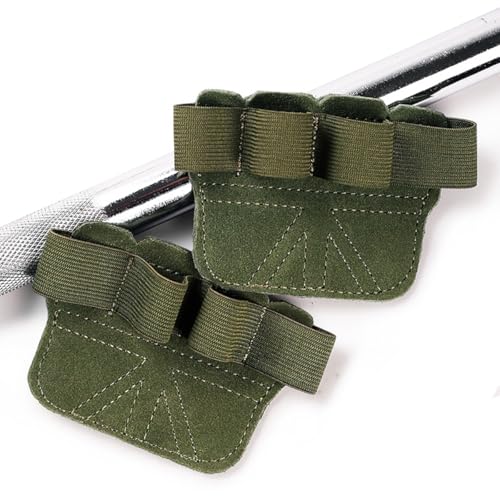 SUJAYU Leather Weight Lifting Gloves, Lifting Grips Weightlifting Gloves for Men Women, Weight Glove Gym Glove for Weightlifting Deadlifts Exercise - color: Dark Green