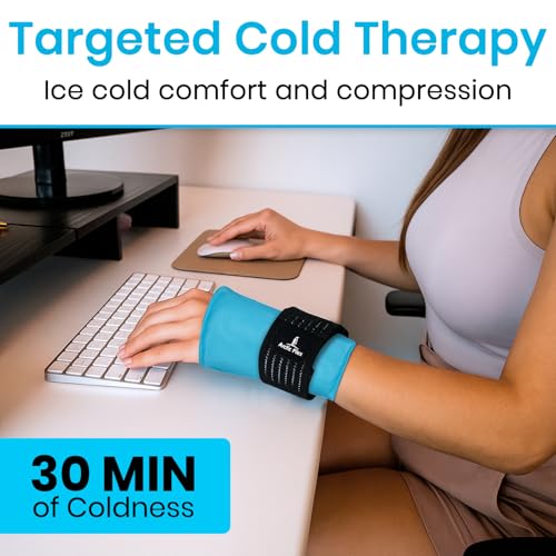 Arctic Flex Wrist & Thumb Ice Pack Wrap - Extra Strength Hot & Cold Therapy | Reusable Hand Freeze Sleeve - for Arthritis, Carpal Tunnel, Surgery, & Pain Relief (Fits Left & Right) - color: Blue, size: Medium
