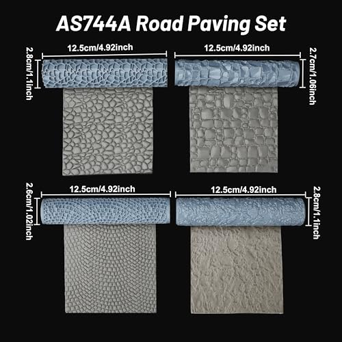 AUSPDICE RPG Terrain Texture Roller for Foam and Clay Modeling | Professional for Dungeon Walls,DND Terrain Sets,TTRPG Buildings,and Role Playing Table Maps- AS744A Road Paving - color: As744a Road Paving Set