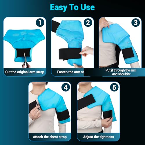 Comfytemp Shoulder Ice Pack Wrap for Injuries Reusable Gel, Physical Rotator Cuff Cold Therapy Arm Shoulder Sleeve for Pain Relief, Fracture, Arthritis, Surgery, Recovery (S/M) - color: Blue - 1 Gel Pack
