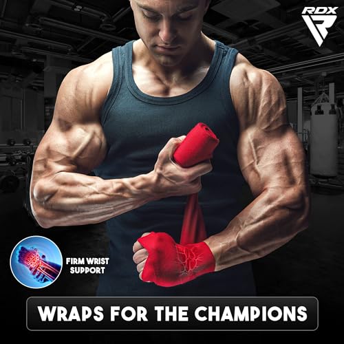 RDX Boxing Hand Wraps 4.5M / 180 Inches – Mexican Style Semi-Elastic MMA Inner Gloves - Wrist Support for Muay Thai, Kickboxing, BJJ, Karate - Thumb Loop & Hook and Loop Closure - Cotton & Nylon Blend - color: Yellow