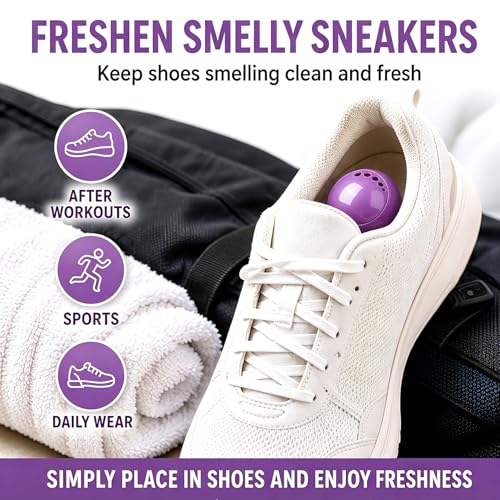 Knixmax Shoe Deodorizer Balls, Odor Eater Ball for Sneakers Boots Mules, Air Fresheners for Gym Gear Bags Lockers, Lavender scent, Pack of 6, Purple - color: 5. Purple: Lavender