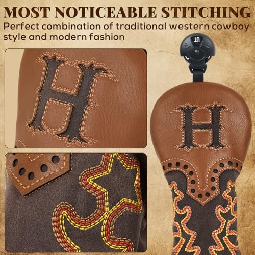 Craftsman Golf Cowboy Western Retro Brown Durable Golf Headcover Head Cover fits up to 460cc Driver for Fairway Wood Hybrids Rescue Putter Protector - style: Hybrid headcovr