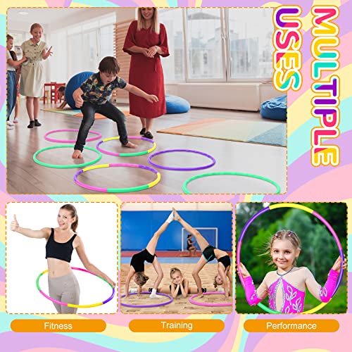 Sratte 12 Pcs Toy Hoop for Kid Detachable Adjustable Toy Hoop Colored Hoop Exercise Ring Plastic Circle for Kid Teen Gymnastics Dog Agility Equipment, Require Self Assembly(Simple Colors, 24 Inch) - color: Simple Colors, size: 24 Inch