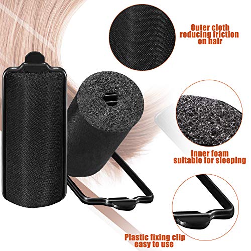40 Pieces Sponge Hair Rollers Satin Rollers Silk Foam Roller Women Hair Curlers with Duck Teeth Clips for Hairdressing Styling(Black) - color: Black