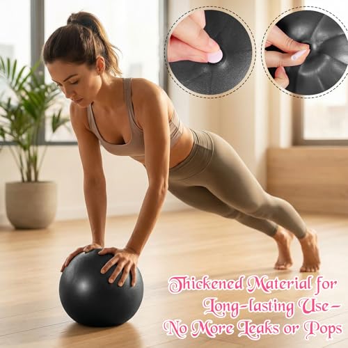 40 Pcs Small Exercise Pilates Ball Bulk 9 Inch Mini Yoga Balls Anti Burst and Slip for Stability Fitness Physical Therapy Stretching & Core Workout at Home Gym Office Class - color: Black Gray