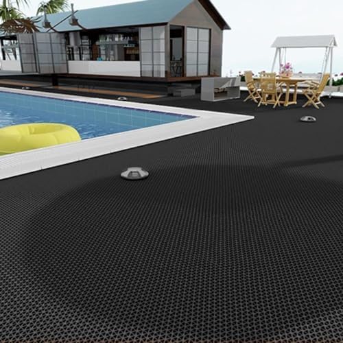 PVC Drainage Floor Mat Non-Slip Commercial Wet Area Mat for Outdoor and Indoor Restaurant Kitchen Bar Swimming Pool Splash Matting Water Drain Flooring Mat (Black, 3FTX16.4FT) - size: 3FTX16.4FT