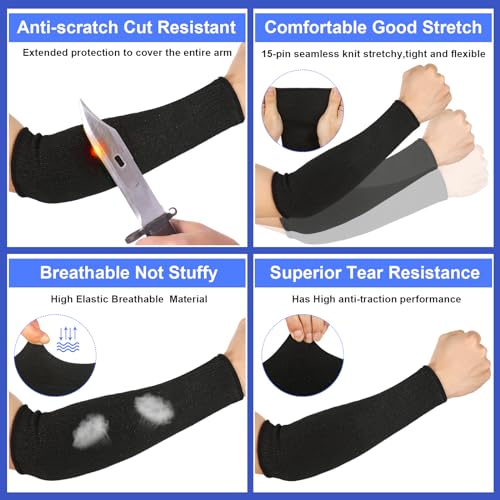 Sintege 3 Pairs Arm Protectors for Thin Skin and Bruising Cut Resistant Forearm Sleeve Level 5 Arm Burn Protection Sleeve (Light Blue, Dark Blue, Black,12.6 Inch) - color: Light Blue, Dark Blue, Black, size: 12.6 Inch