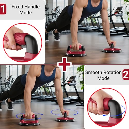 READAEER Push Up Bars, Rotating Handle Design with Bearings for Smooth, Effortless for a Wider Range of Motion, Handle Rotation, Wide Grips with Non-Slip Rubber Pads for Comfort Exercise - color: Red