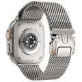 WINGLE Milanese Loop for Apple Watch Band Ultra 3/2/1 Band Ultra 49mm Series 11 10 46mm 45mm 44mm SE 3/2/1 Series 9 8 7 6 5 4 3 Men Women,Parachute-Style Buckle Stainless Steel Mesh Metal iWatch Bands - color: Natural