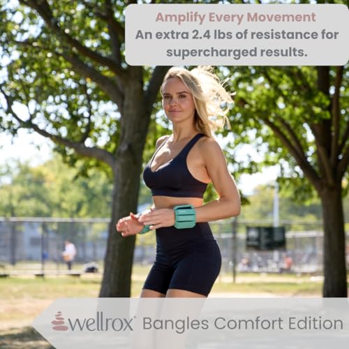 Wellrox Weighted Bangles – Adjustable Ankle and Wrist Weights for Women & Men – Set of Ankle Weights 2 lbs (1 lb Each Wrist Weight) | Weighted Arm Bands for Pilates, Yoga, Running & Walking - color: Mint Green