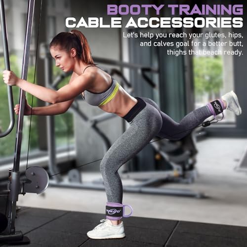WALITO Gym Ankle Straps for Cable Machines Women & Men - Glute Kickback Ankle Cuff, Adjustable Cable Machine Accessories for Leg Extensions, Hip Abductors & Lower Body Workouts - color: Pair-Macaron Purple