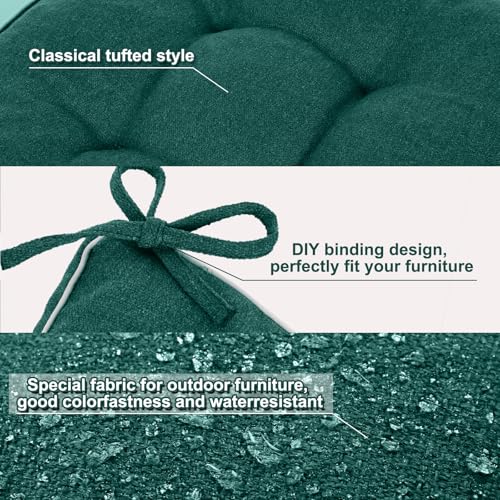 Chunful Set of 5 Outdoor Bench Cushions Set 44 x 19 Inch Tufted Waterproof Patio Furniture Seat Pad with Throw Pillows Loveseat Cushion for Square Settee Indoor Sofa Wicker Couch(Green) - color: Green