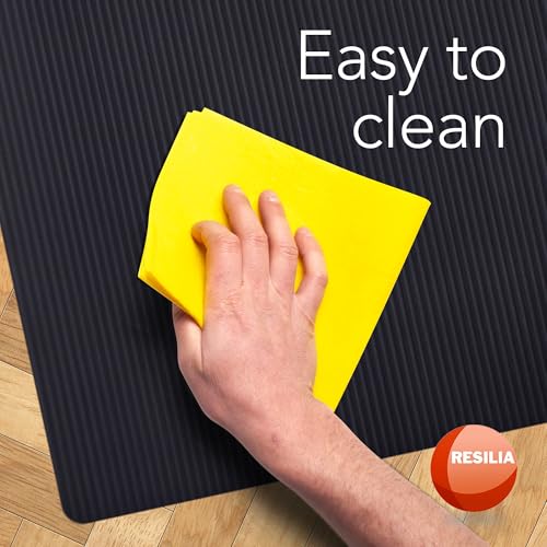 RESILIA Black Plastic Floor Runner - Embossed Wide Rib Waterproof Vinyl, Heavy Duty Protector Mat for Indoor Hardwood, Hard Floors, Garage, Entryway, Kitchen, & Outdoor Use, 36” x 6’, Made in USA - size: 36" x 6'