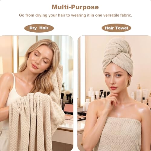 2 Pack Bath Towel Set, Lightweight Waffle Bath Towel Set, Microfiber Super Soft Highly Absorbent, Sturdy Quick Drying Towels for Bathroom, Gym, SPA, Yoga (2 Piece 27" x 55", Coffe) - color: Coffee, size: 27 x 55 Inch