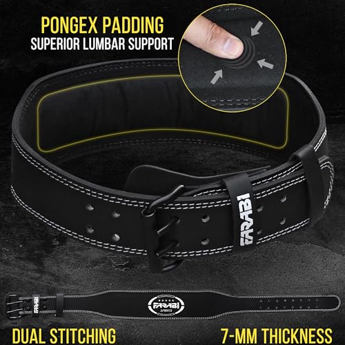 Farabi Sports Powerlifting Belt 100% Genuine Leather Weight Lifting Belt 4" wide Gym Belt Men and Women Weightlifting Belt for Gym Training Bodybuilding and Workout belt - size: X-Large