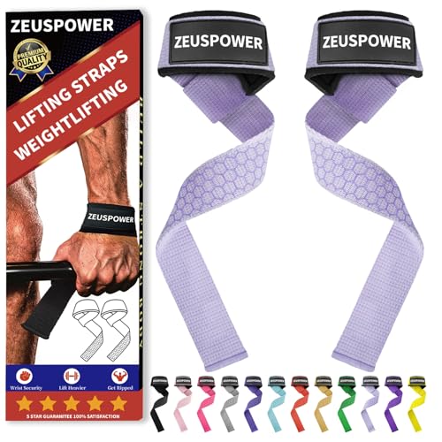 Lifting Straps Wrist Straps for Weightlifting Gym Straps Weight Lifting Deadlift Workout Women Men Dumbbell Straps for Hand RDL Strap Exercise Straps Dead Lift Cotton Neoprene Padded Zeus Power - color: 05-Lavender Silicone
