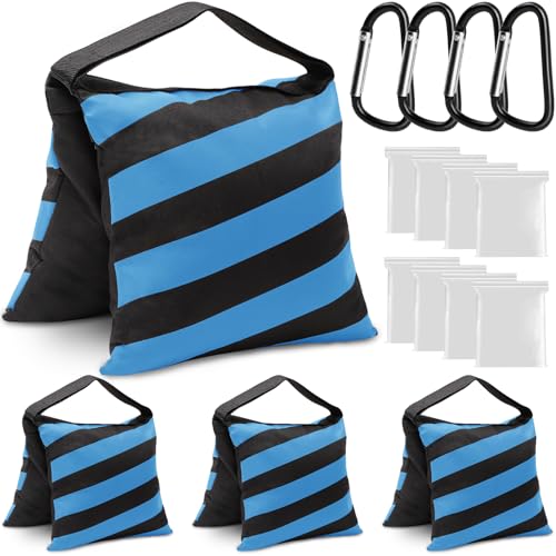 4 Packs Blue Sandbag Weight Bags for Light Stand Photography Video Equipments, Heavy Duty Saddlebags for Backdrop Stand, Photo Tripod, Canopy, Pop up Tent, Umbrella Base, Fishing Chair, Picnic Table - color: Blue