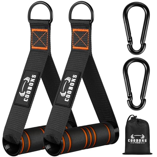 Heavy Duty Exercise Handles, Gym Cable Handles for Cable Machine Attachments, D Handle Cable Attachments, Handles for Resistance Bands, Workout Accessories, Fitness Equipment for Home Gym - color: Black Orange