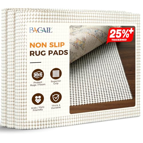 BAGAIL BASICS 2 x 3 FT Rug Pad Gripper for Hardwood Floors, Non Slip Rug Pads for Area Rugs, Extra Thick Under Rug Padding, Protect Your Rugs & Floors - size: 2' x 3' (Rectangular)