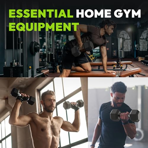 HANDBODE Rubber Encased Hex Dumbbell Pair, 2.5-65 lb | Non-Slip Handle Design for Secure & Comfortable Grip, Hand Weights for Strength Training, Fitness & Home Gym - size: 4 lb, Pair, style: Comfort Grip