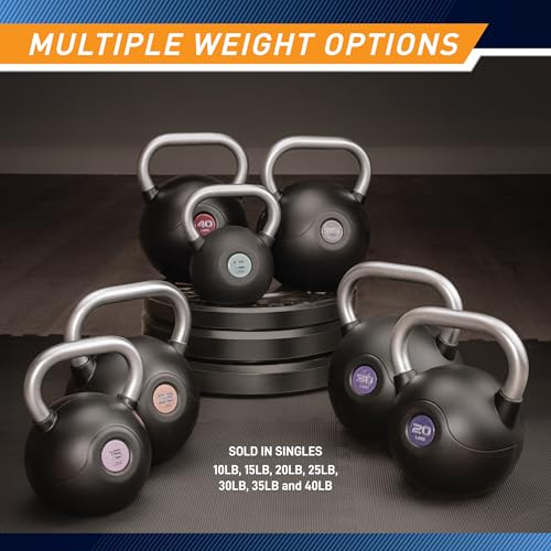 Marcy Commercial Grade PU Coated Kettlebell – 10 to 40 LB Single Weights with Textured Steel Handle, Flat Base – Strength Training for Full Body & Home Gym Workouts - color: 30 LB - Purple