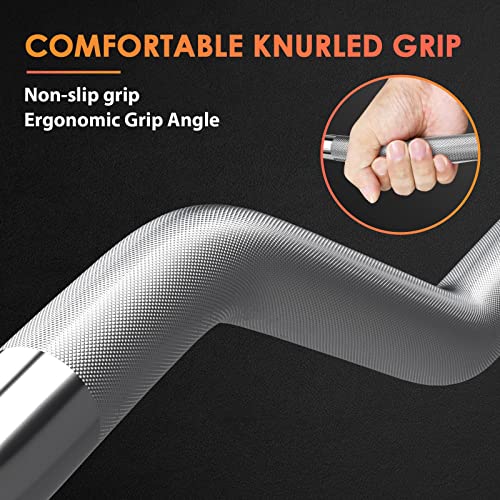ExtreSpo 47" EZ Curl Bar Weight Lifting Bar, for Hip Thrusts/Squats/Lunges, 1" Weight Plates Curling Bar for Gym and Home, with Star Collars - style: 1 inch-silver