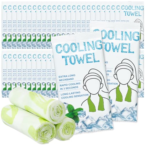 25 Count Disposable Cooling Towel, 23.6''x 7.9'' Large Cooling Body Wipes, Sports Ice Towel for Hot Weather Oversized and Extra Thick, Individually Wrapped for Sport Player