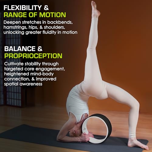 ProsourceFit Yoga Wheel Prop 12” for Improving Yoga Poses, Backbends, Flexibility, Balance, Stretching, Relaxation - color: Black/White