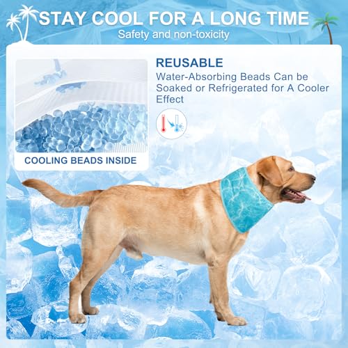 BEAUTYZOO Dog Cooling Bandana for Medium Large Dogs, 2 Pack Instant Cooling Bandanas Breathable Cooling Ice Towel Neck Wraps, Pet Scarf Keep Dogs Cool in Hot Summer,Leaf S - color: Leaf + Ripple Green, size: Small(Neck Girth:9-15in)