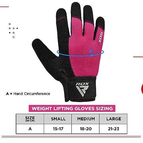 RDX Weight Lifting Gloves Gym Workout, Full Finger Touch Screen, Breathable Anti Slip Padded Palm Protection, Fitness Strength Training Powerlifting HIIT WOD Exercise, Men Women Home Gym Cycling - color: PINK, size: Small