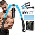 Twister Arm Trainer, 3 in 1 Hydraulic Power Chest Workout Equipment with Ab Roller Wheels and Hooks, Adjustable 22-440lbs Arm Trainer for Men Women, Home Gym Equipment for Full Body Strength Training - color: blue