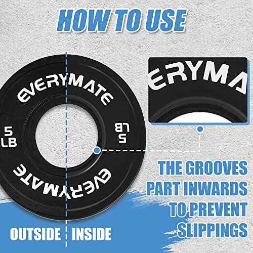 EVERYMATE Change Weight Plates 1.25LB 2.5LB 5LB Set Fractional Olympic Bumper Plates for Cross Training Steel Insert Strength Training - color: 5 LBx2, size: Black