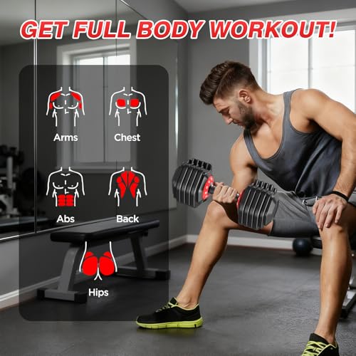 Adjustable Dumbbells Set All in One Free Weights Set for Home Gym | 25/26.5/52.5/55/85lbs Weights Dumbbells Set, 1 Sec Adjust Weights with Anti-Slip Handle for Home Fitness - color: 55lb-pair