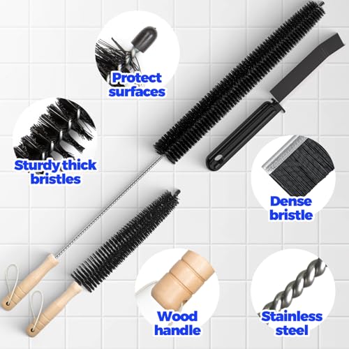 Holikme Dryer Vent Cleaner Kit 3 Pack – Crevice & 2 Lint Brushes | Flexible Nylon Bristles & Bendable Shaft Adapt to Tight Corners – Also Cleans Fridge Coils, Radiator Fins & AC Vents. - size: 3Pieces