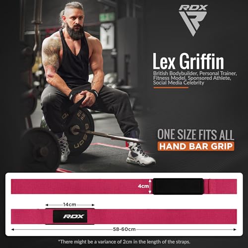 RDX Lifting Straps for Weightlifting –100% Cotton Heavy Duty Gym Wrist Strap with 5MM Neoprene Padding, 60CM Anti-Slip Hand Grip Wraps for Deadlifts Powerlifting Workouts Strength Training, Men Women - color: Pink