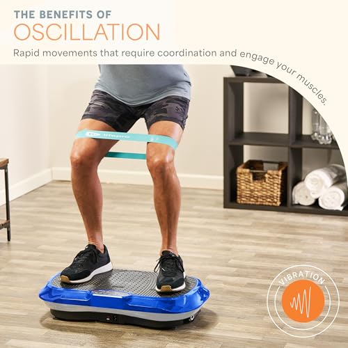 Lifepro Waver Vibration Plate Exercise Machine – High-Intensity Vibration Plate for Lymphatic Drainage – Full-Body Workout Vibrating Platform with Loop Bands – Fitness Equipment for Strength & Toning - color: Blue