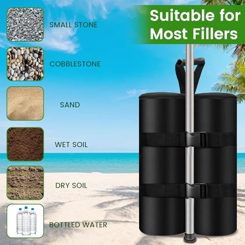 Extra 320 LBS Canopy Weights Sand Bags Set of 4, Plug Size Heavy Duty Tent Leg Sandbag for Outdoor Sun Shelter, Gazebo, Patio Umbrella (Black, 80 Lbs x 4) - size: 320 LBS