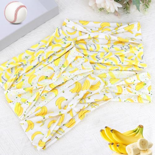 YARIEW 6Pcs Headbands Paisley Bandanas Head Bands Sweat Band Hair Wrap Headwrap Fashion Boho Wide Thick Workout Yoga Elastic Headbands Mens Cooling Running Sports Headband Sweatbands for Women and Men - color: Yellow Banana