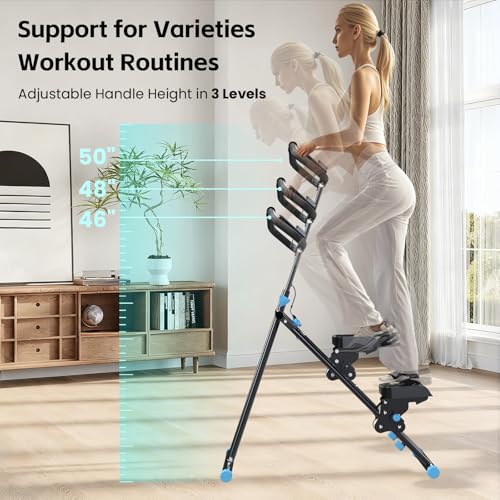Stair Stepper for Home, Stair Master for Exercise at Home Folding Stair Stepper for Full-Body Workout Compact Stair Climber with Resistance/Phone Holder/Adjustable Handlebar & Pedals - color: Black