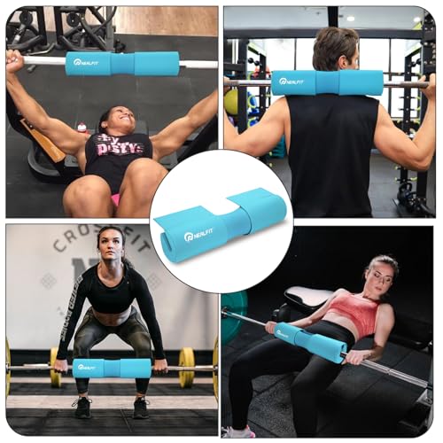NEALFIT Barbell Squat Pad with Thick Nylon Padding, Hip Thrust Pad for Squats, Lunges, Neck Shoulder Squat Pad for Olympic or Standard Bars - color: Blue
