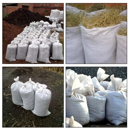 50 Pack 18x30 Inch Empty Sand Bags, White Woven Polypropylene Sandbags for Flood Control Emergency Situation Roadblock Building Construction - size: 50Pcs White 18x30 Inch
