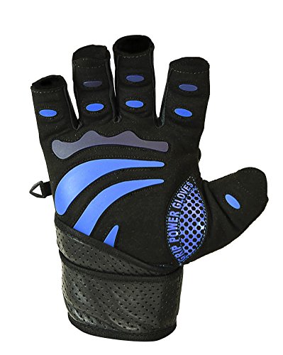 Gym Gloves Protect Your Hands & Improve Your Grip Weightlifting Grips - color: Blue with 2.5" Wrist Wraps, size: X-Large